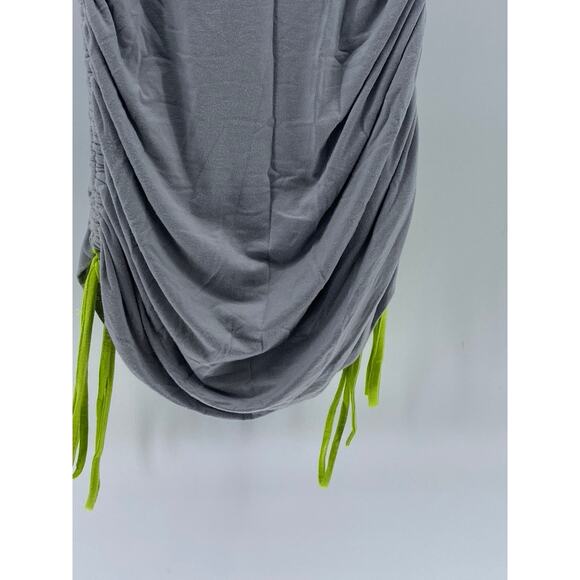 O-MIGHTY Women's Green-Gray Side Ruched Crewneck Monkey Sleeveless Dress SZ S - Picture 10 of 13